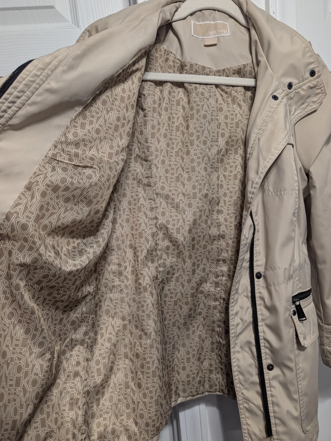 Michael Kors Beige Hooded Utility Jacket Size S - photo 3
