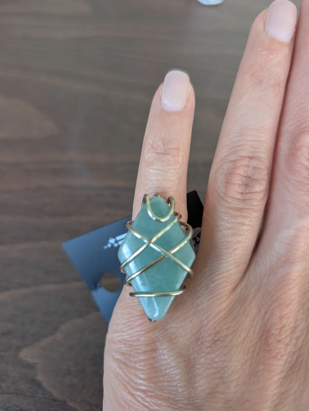 Sage Green Stone Wire Wrapped Ring
