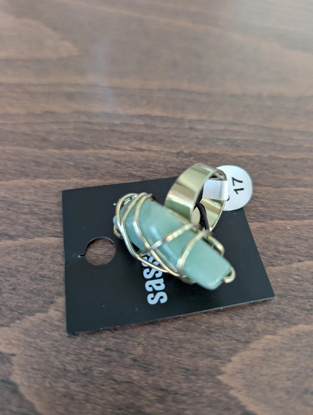 Sage Green Stone Wire Wrapped Ring - photo 2