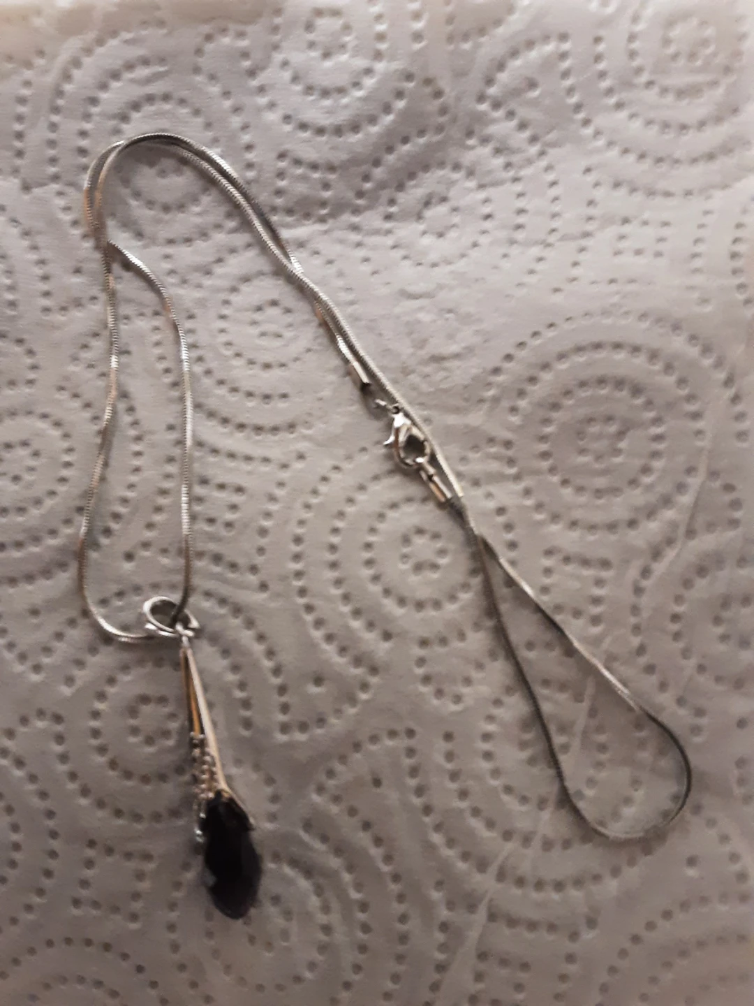 Silver snake chain necklace with pendant - photo 4