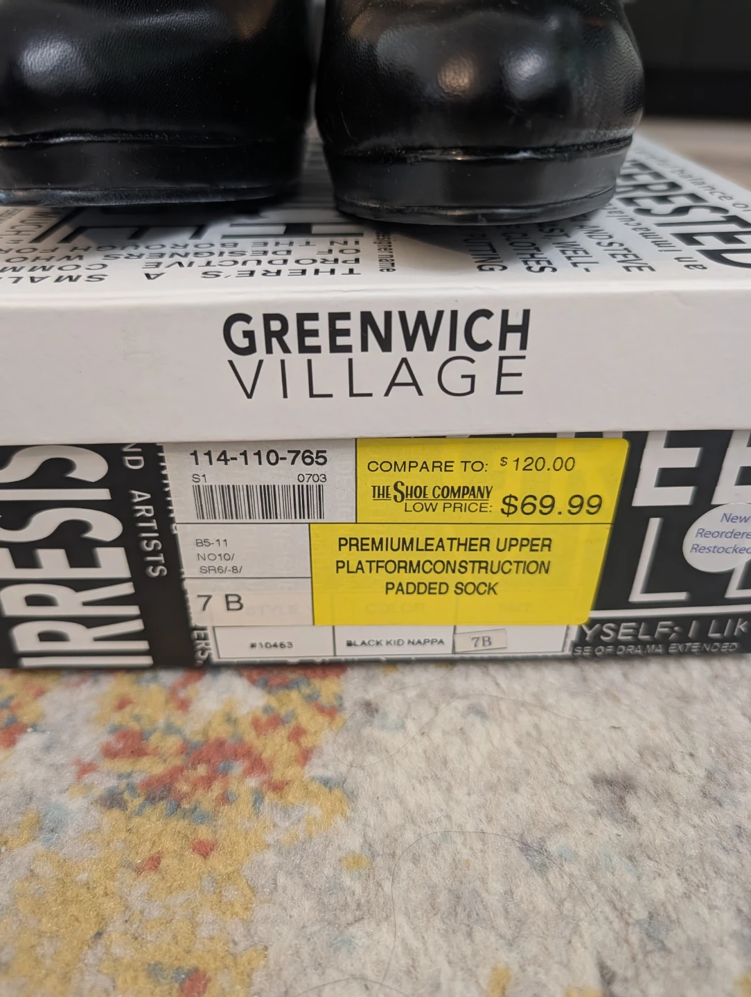 Greenwich Village Black Leather Platform Heels - Size 7 - photo 5