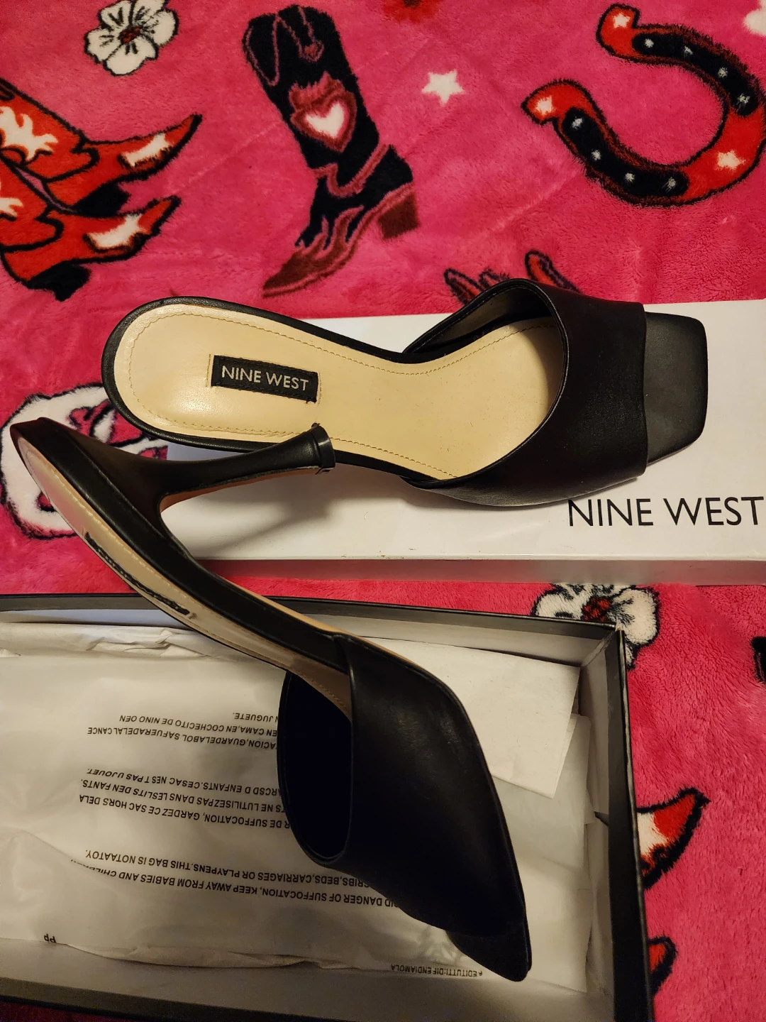 Nine West "Perfect" Black Mules - Size 9.5