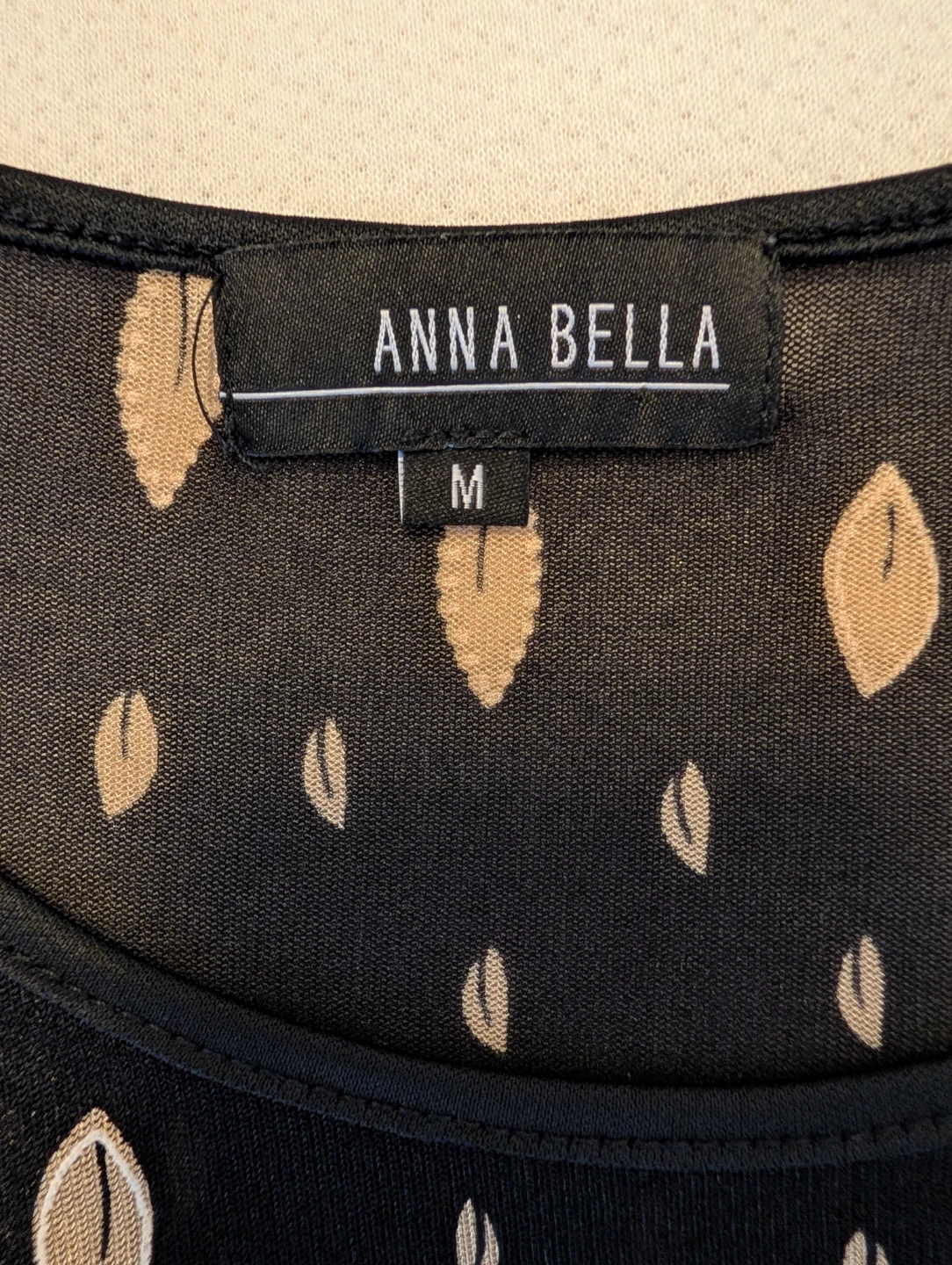 Anna Bella Black & Beige Leaf Print Dress - Size M