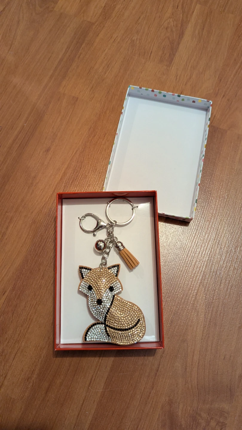 Sparkly Fox Keychain with Tassel and Gift Box