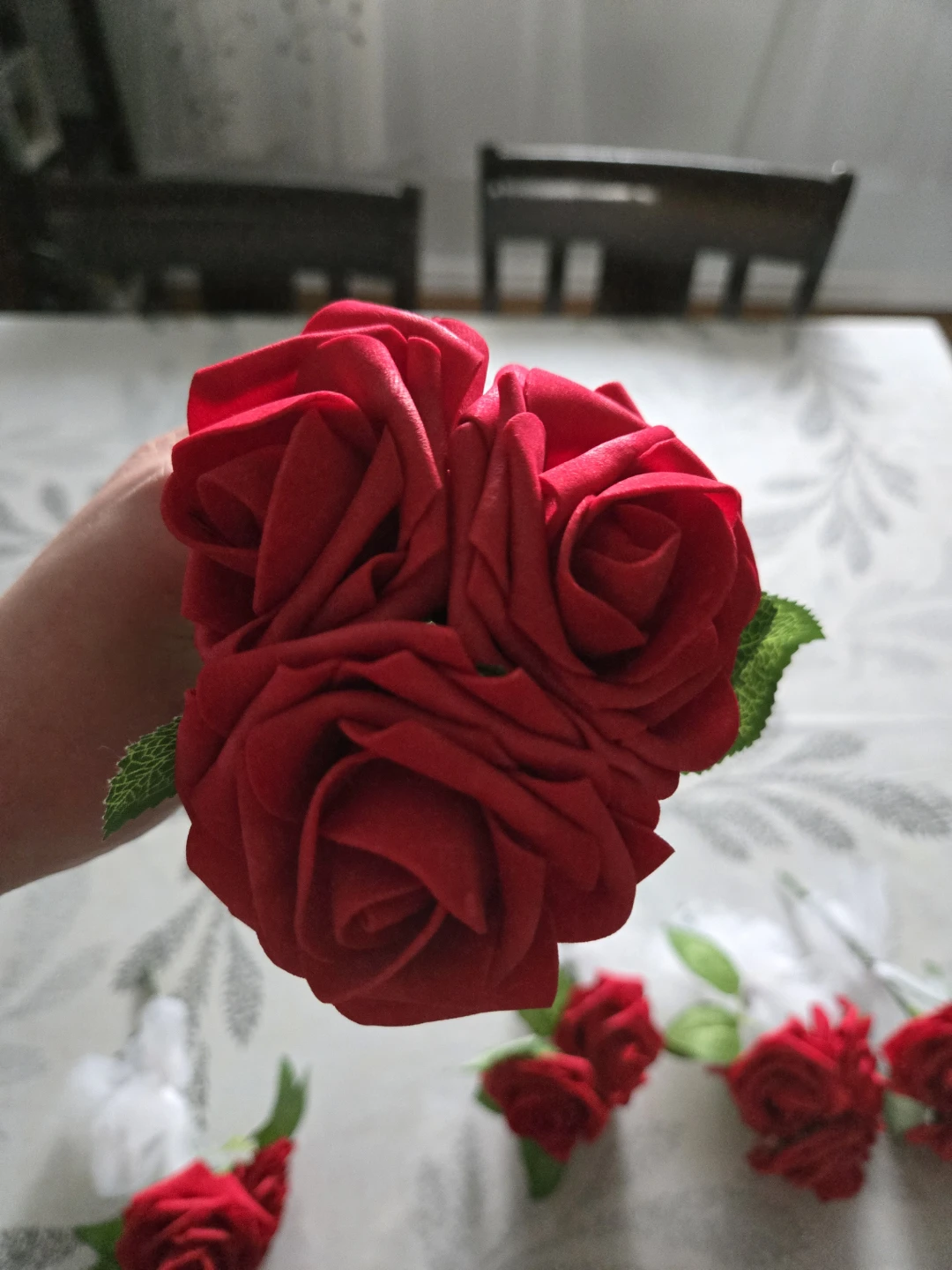 Red Faux Roses with White Tulle Boutonnieres - photo 3