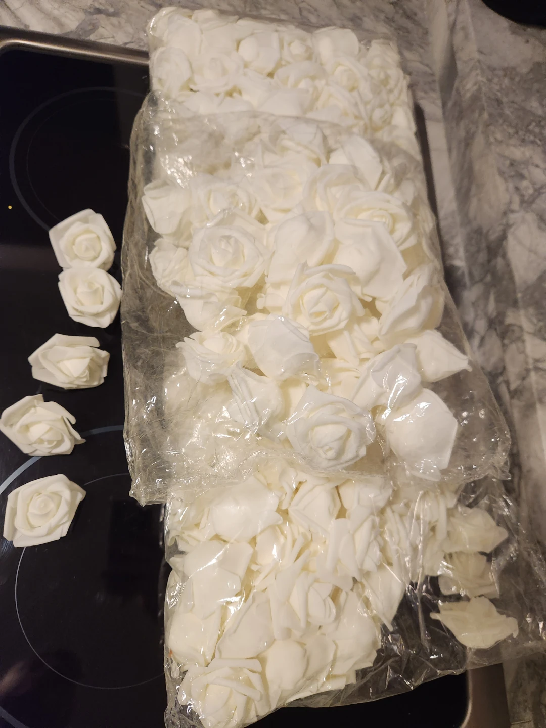 White Foam Roses Craft Flowers (approx 260 pcs)