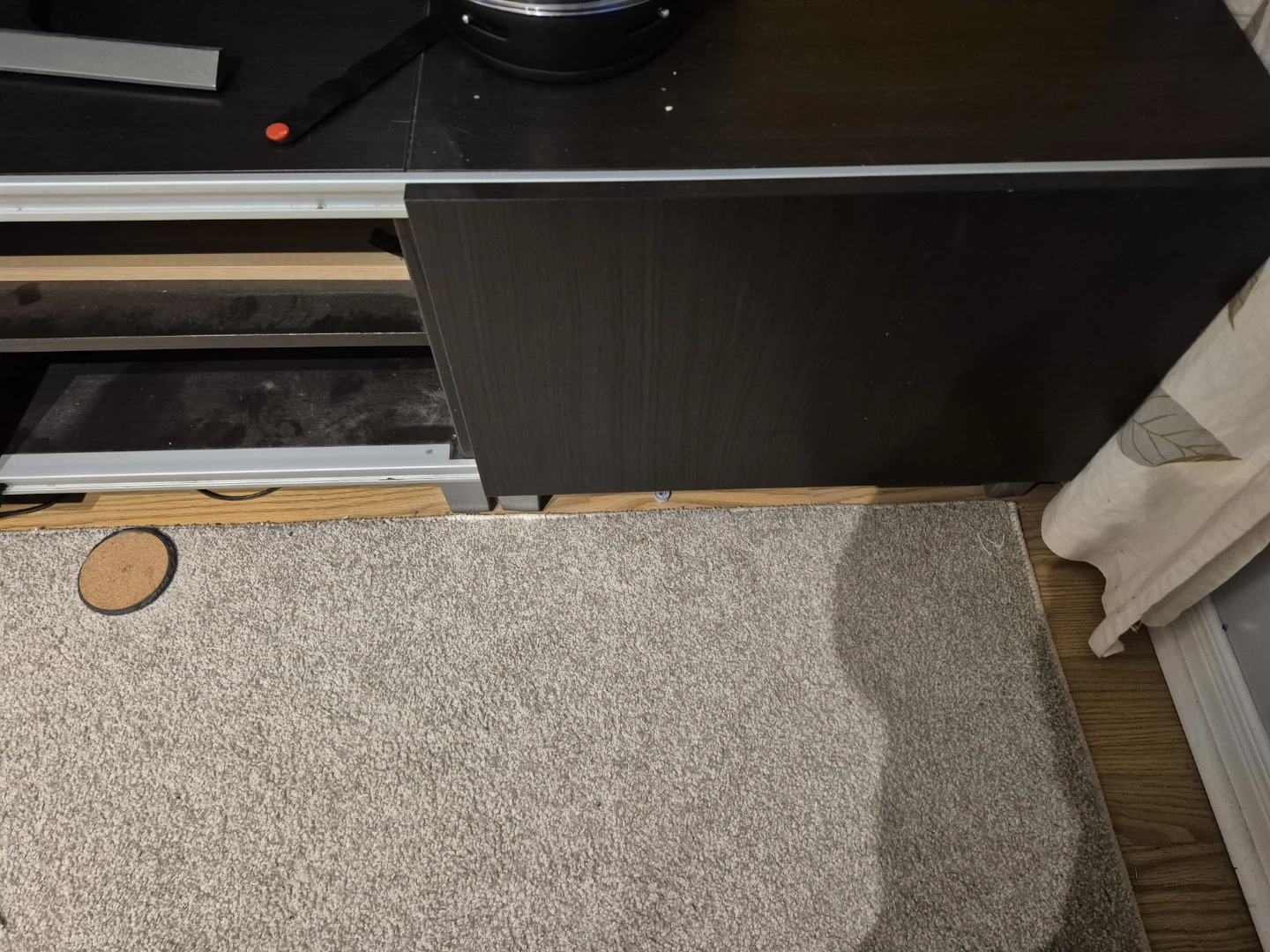 Dark Wood Entertainment Unit with Sliding Doors - photo 2