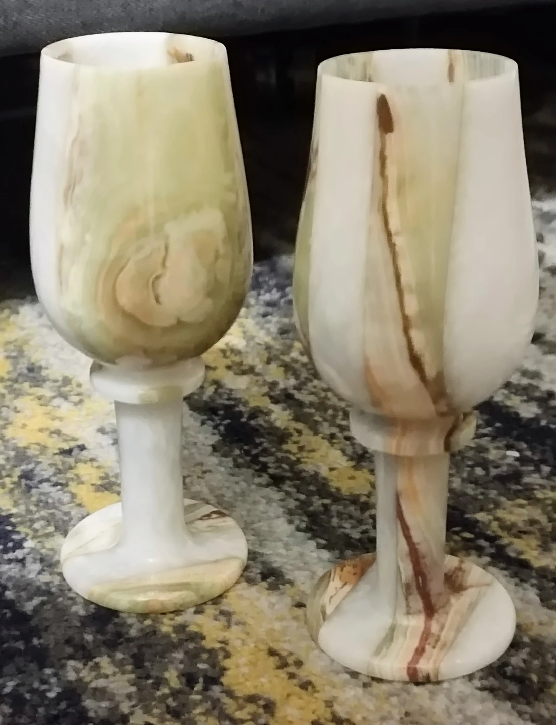 Set of 2 Onyx Marble Wine Glasses