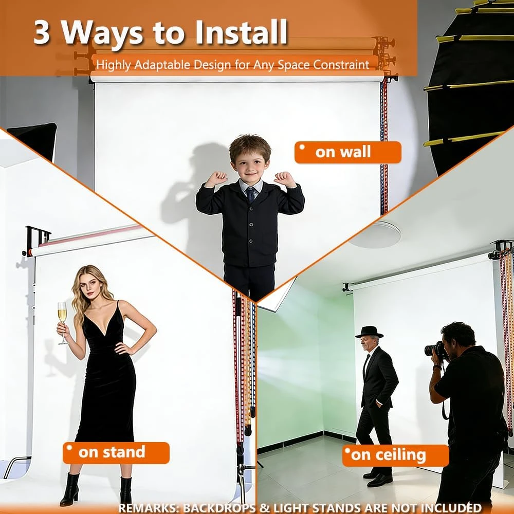 MagicLine Photography Backdrop Wall Mount 3 Roller System - photo 5