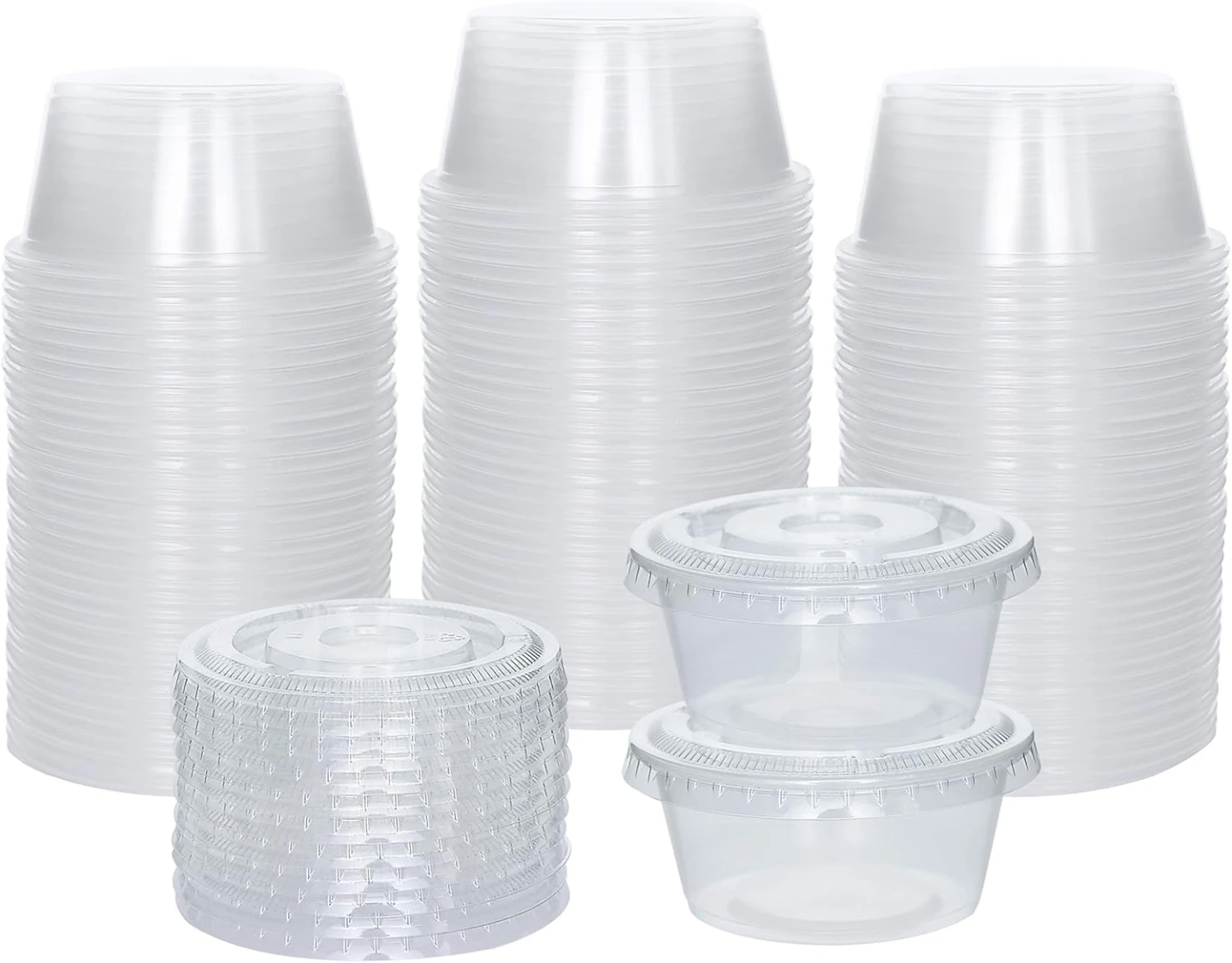 Clear Plastic Portion Cups with Lids - 3.25 oz