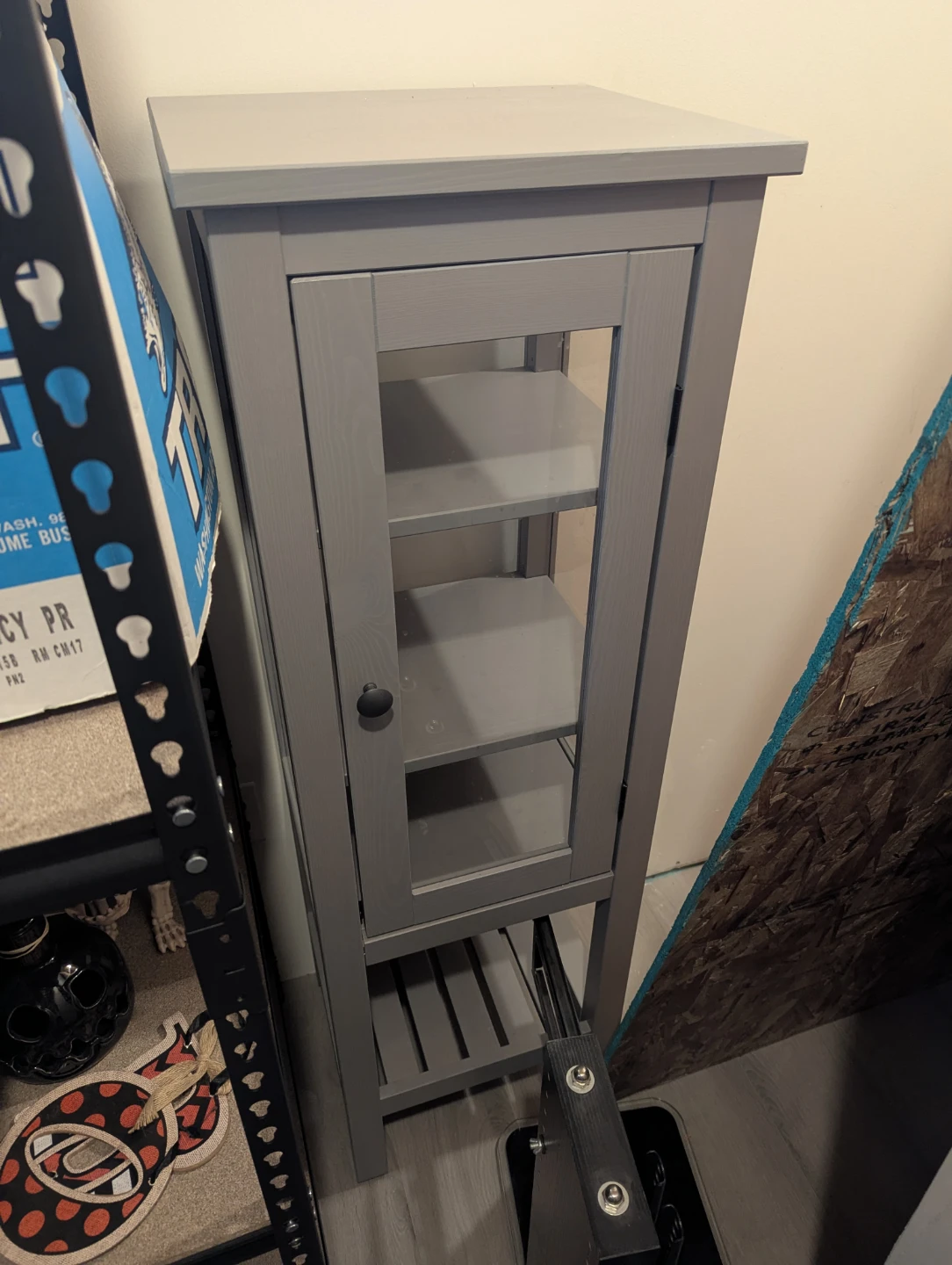 Grey Storage Cabinet with Glass Door - photo 2