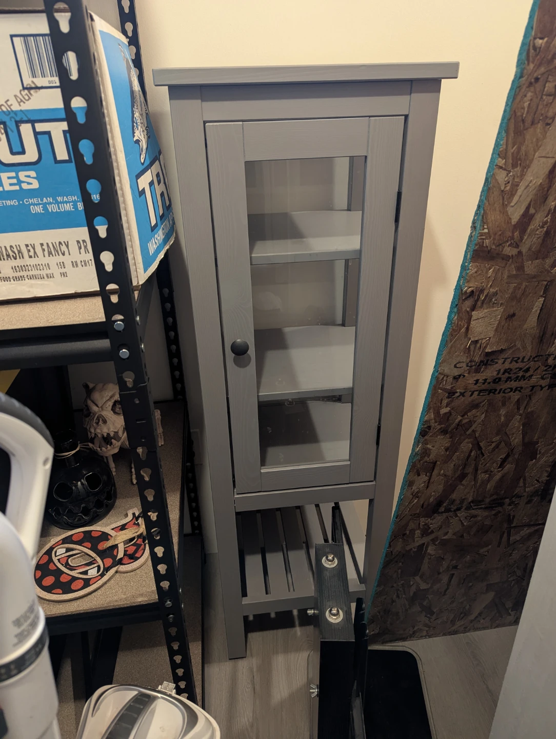 Grey Storage Cabinet with Glass Door - photo 3