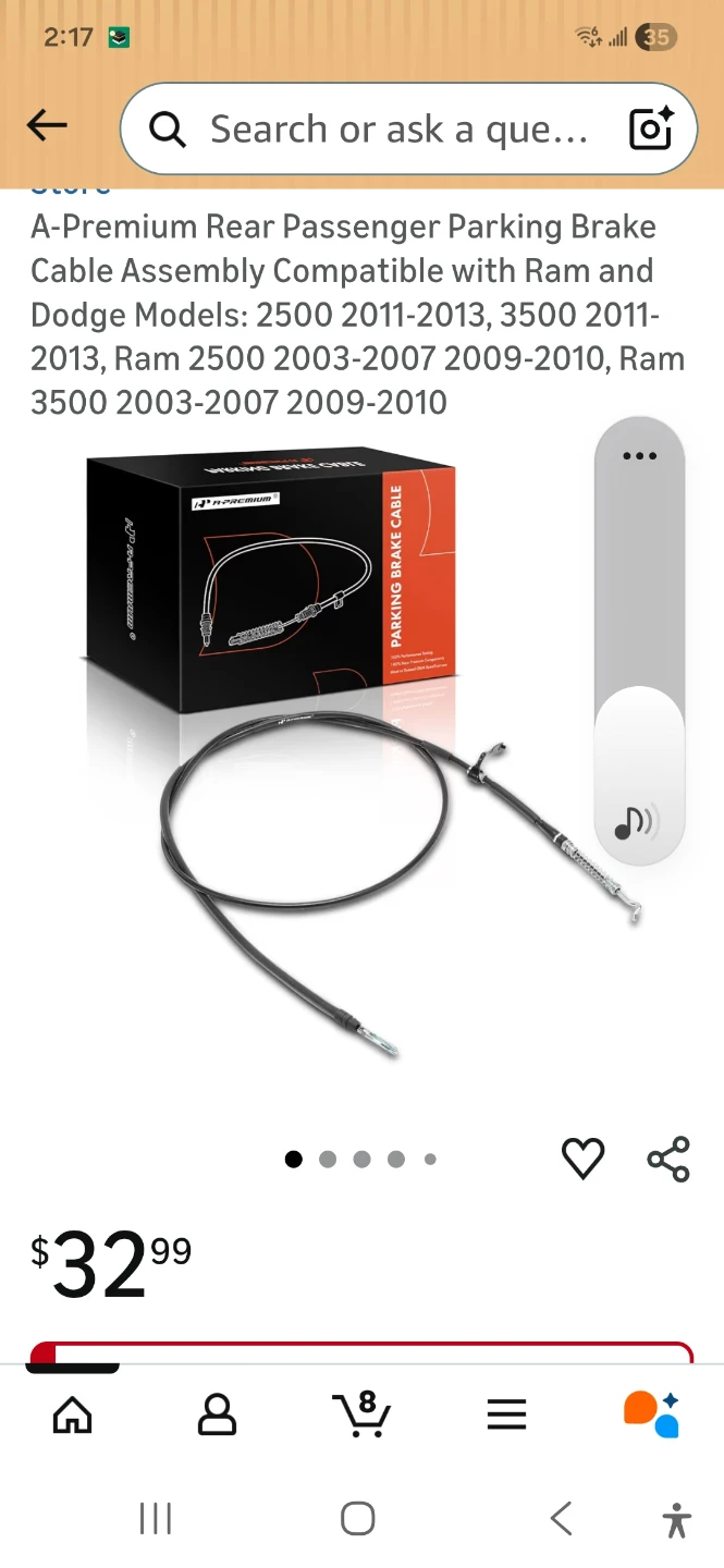 Rear Parking Brake Cable