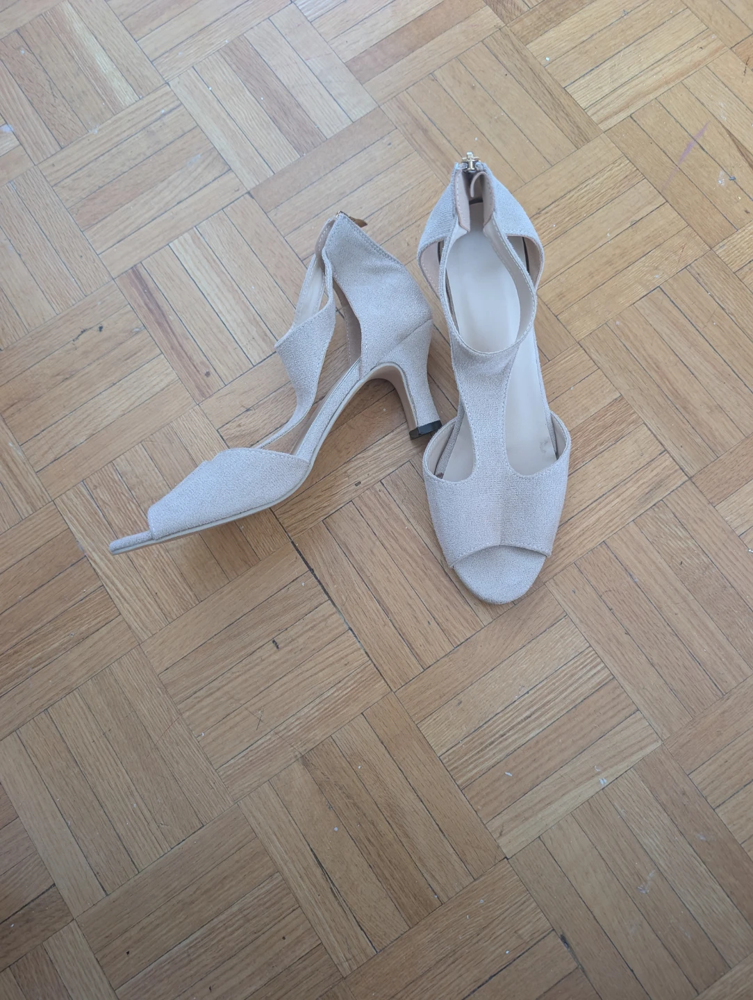 Beige Heels suede fabric