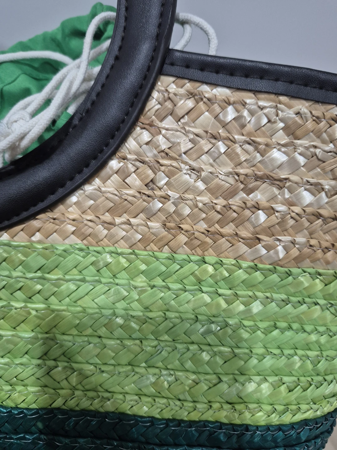Boho Striped Straw Tote Bag with Round Handles - photo 3