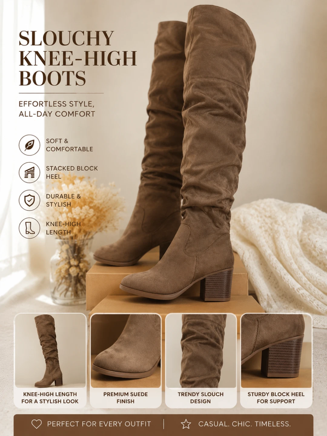 “Brown Knee-High Slouchy Boots Size  7.5🤎