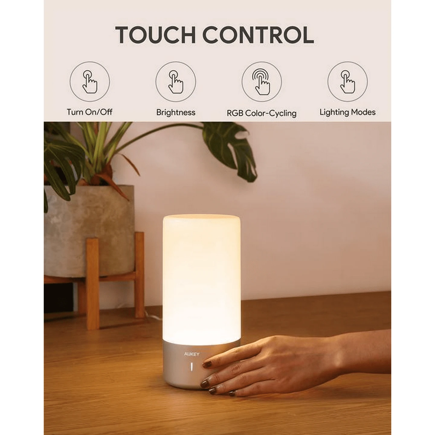 AUKEY RGB LED Table Lamp Touch Sensor - photo 2