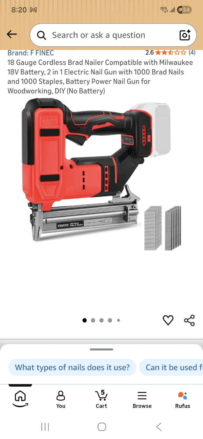 F Finec 18 Gauge Cordless Brad Nailer - photo 2