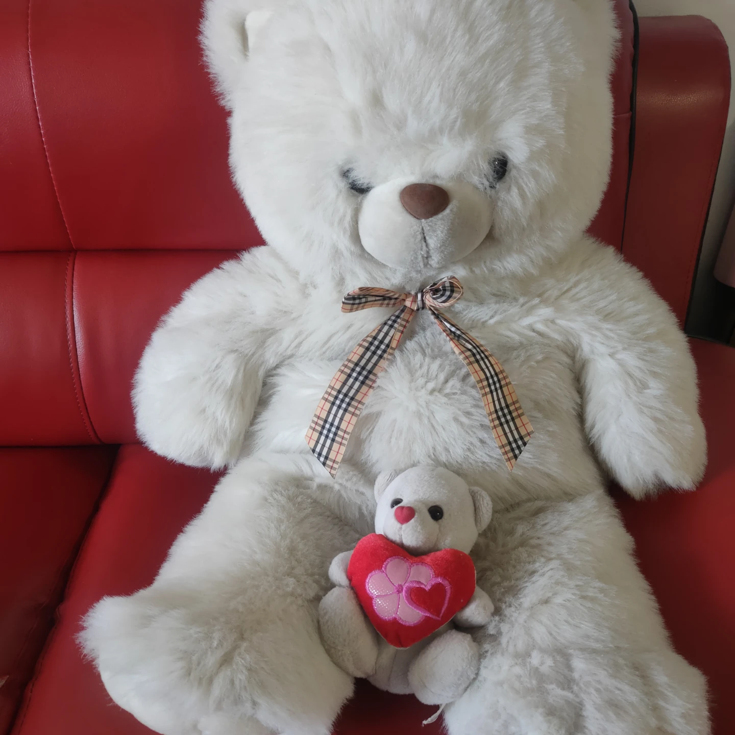 Giant White Teddy Bear with Small Heart Bear