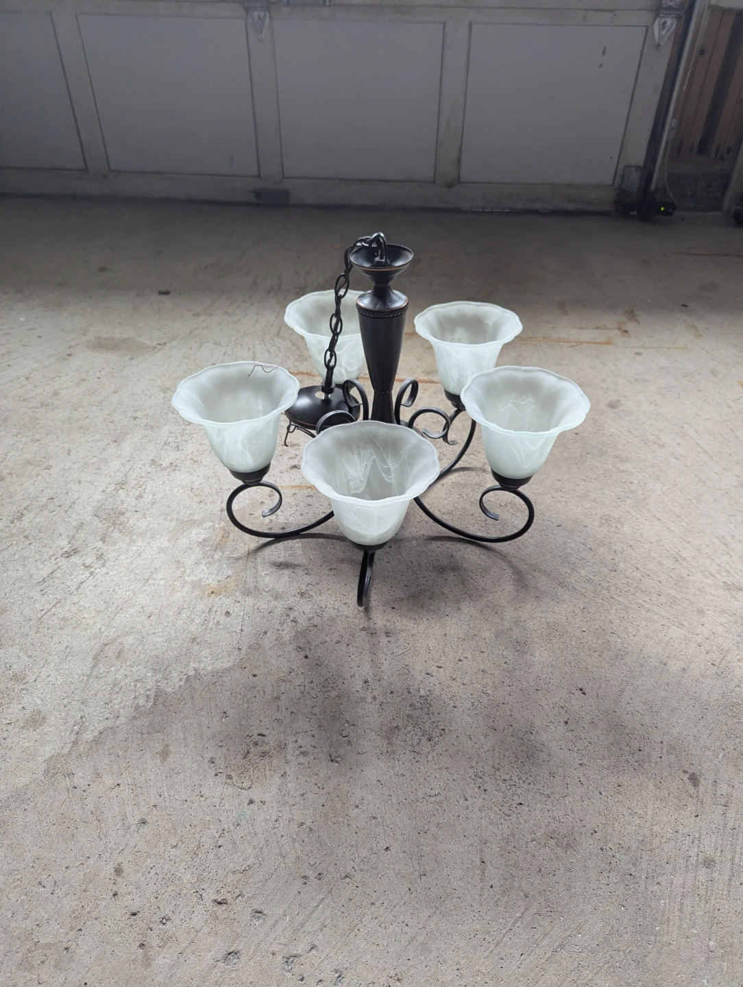 5-Light Chandelier with Frosted Glass Shades - photo 4