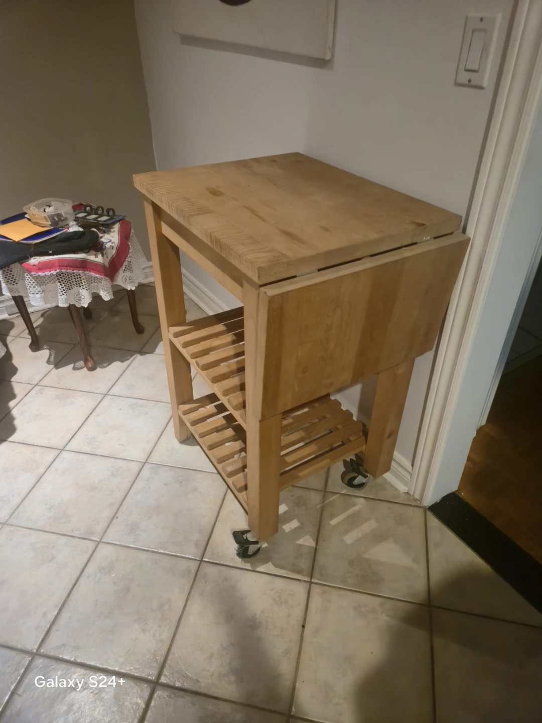 Wooden Kitchen Cart with Drop Leaf - photo 5