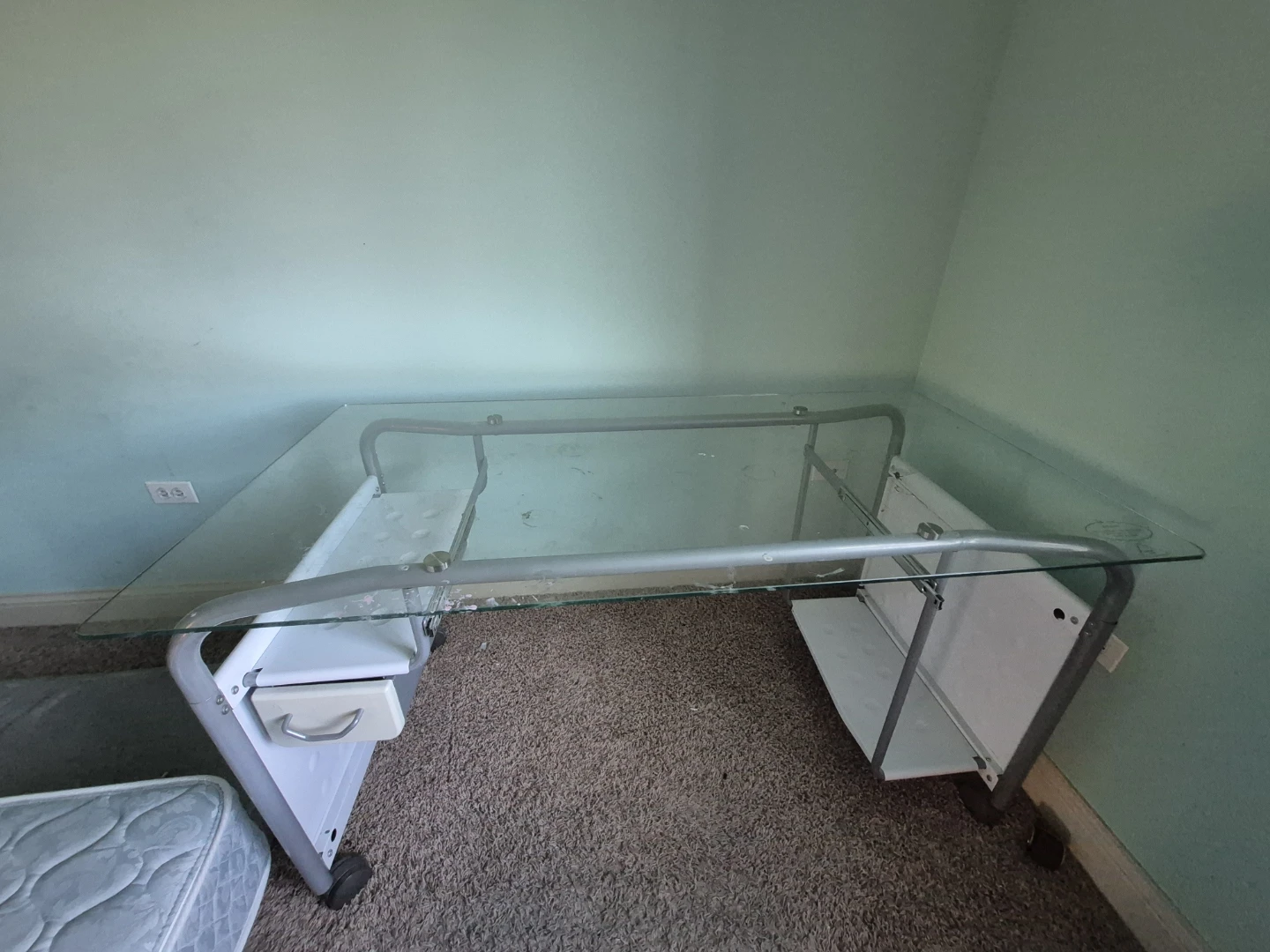 Glass Top Desk with Drawer - photo 3