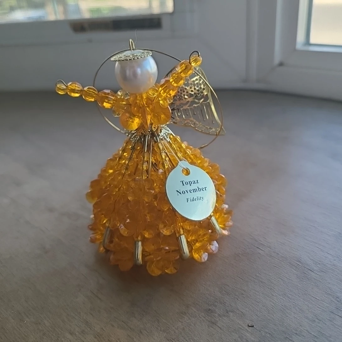Beaded Angel Ornament - Topaz/November