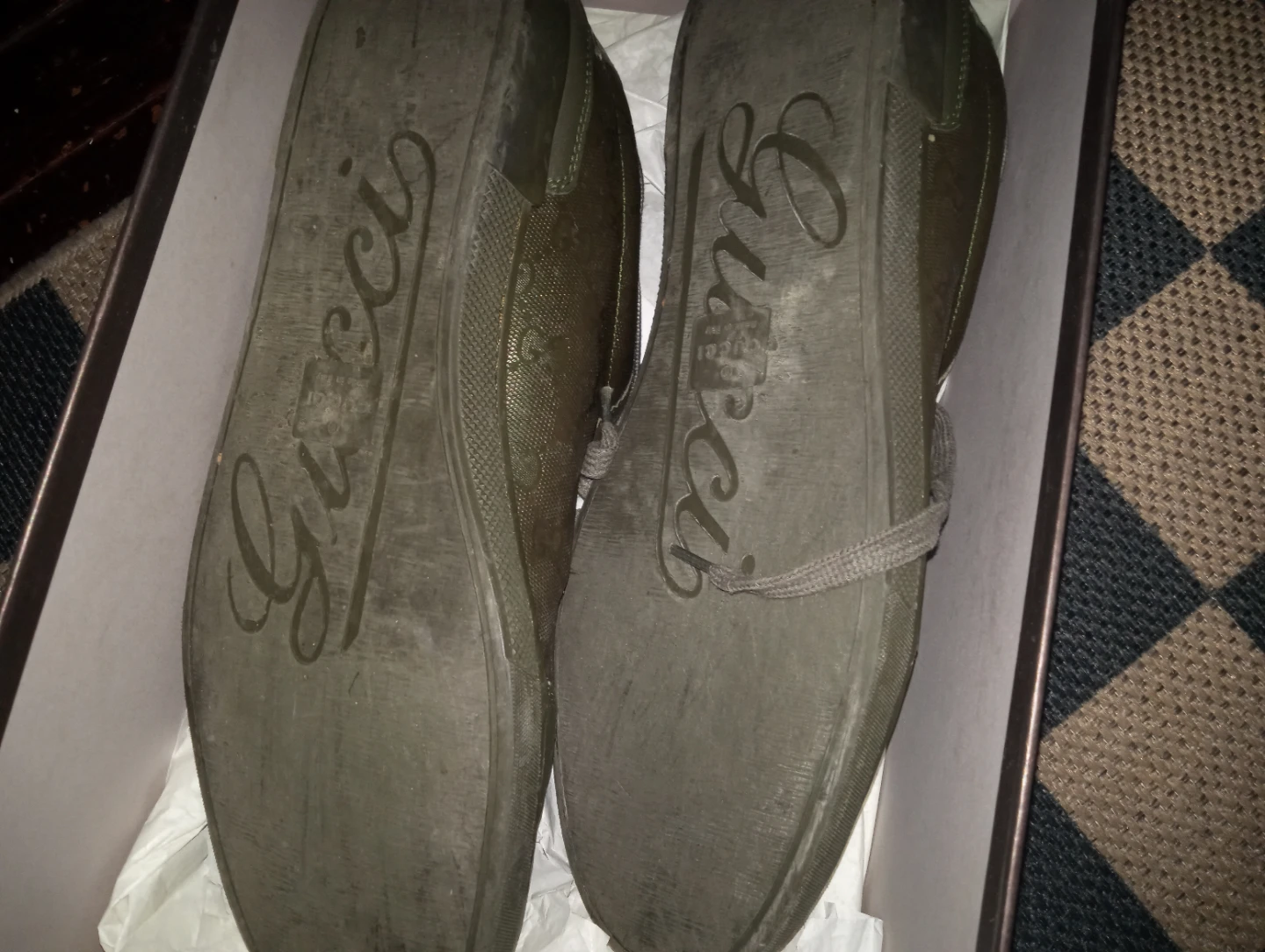 Gucci Olive Green Leather Sneakers - photo 2