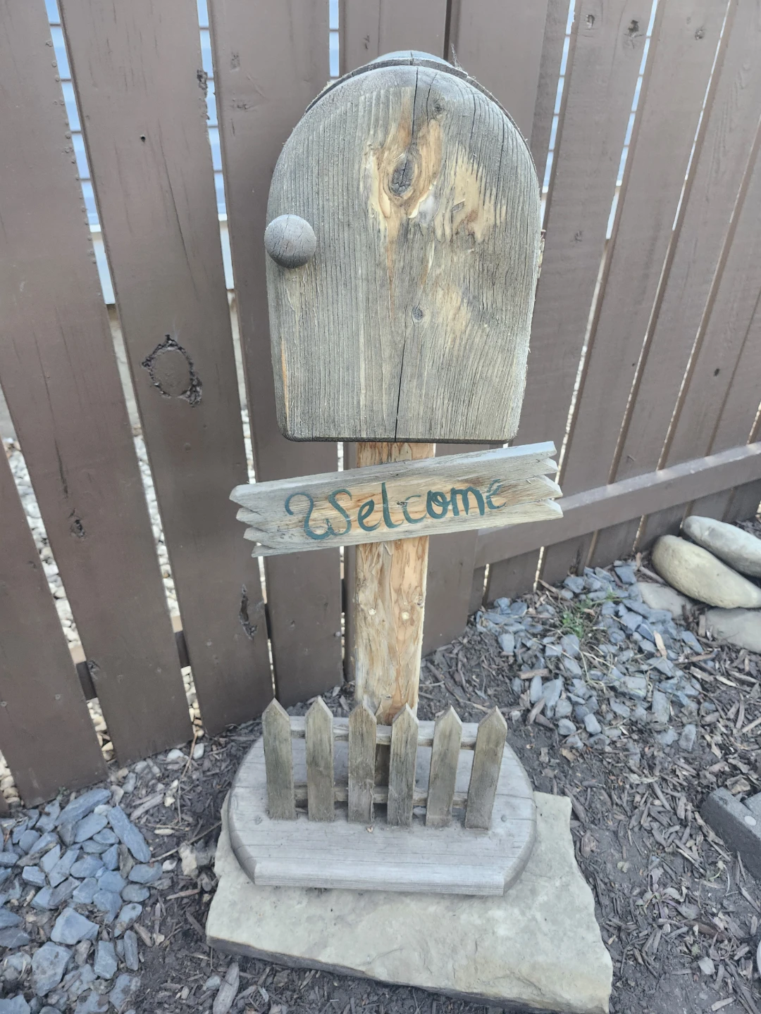 Wooden Mailbox with "Welcome" Sign - photo 2