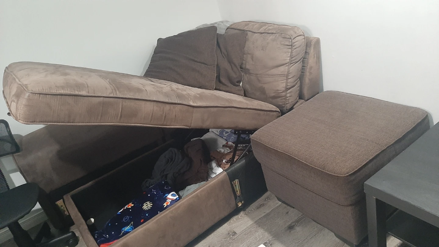 Brown Sectional Sofa with Storage Ottoman - photo 3