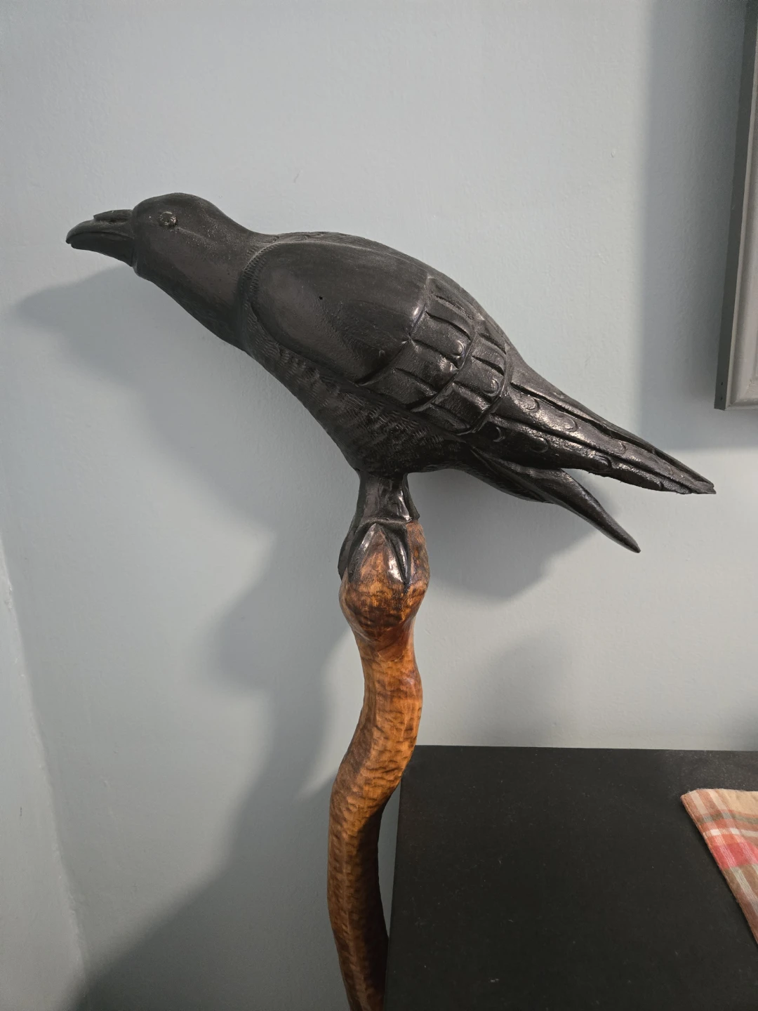 Hand Carved Raven Walking Stick
