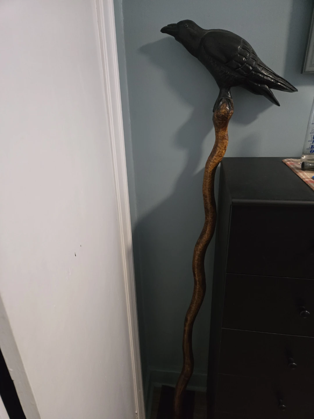 Hand Carved Raven Walking Stick - photo 2