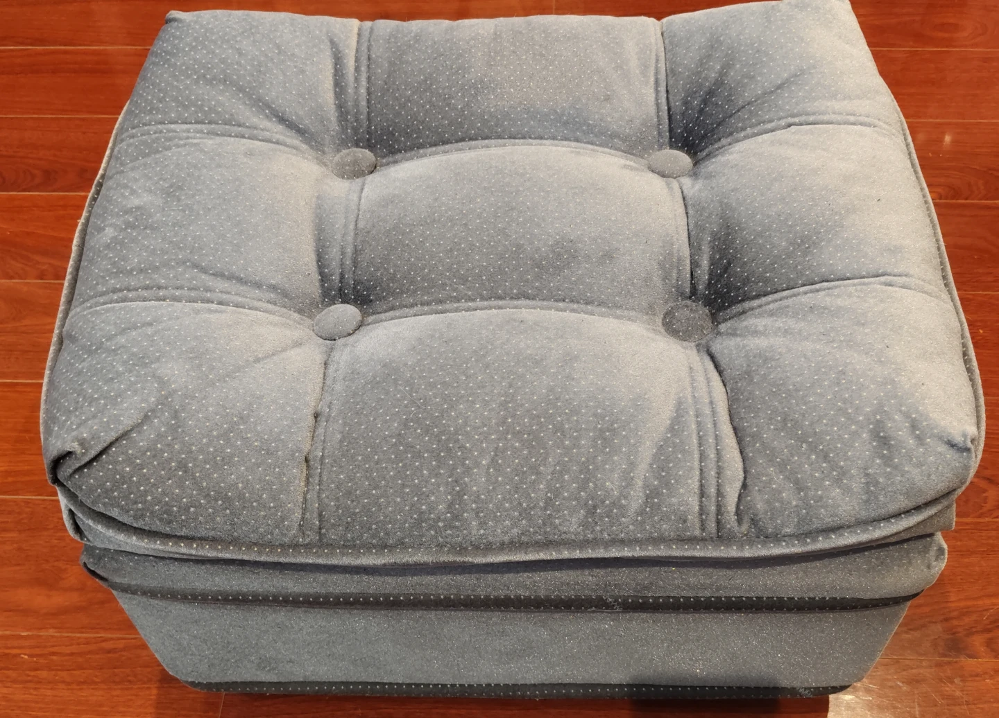 Grey Tufted Storage Ottoman with Wheels - photo 2