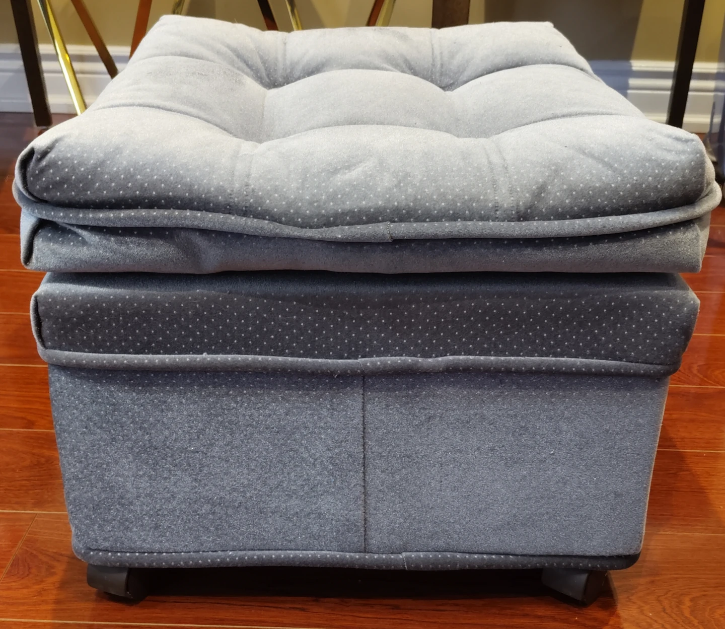 Grey Tufted Storage Ottoman with Wheels - photo 3