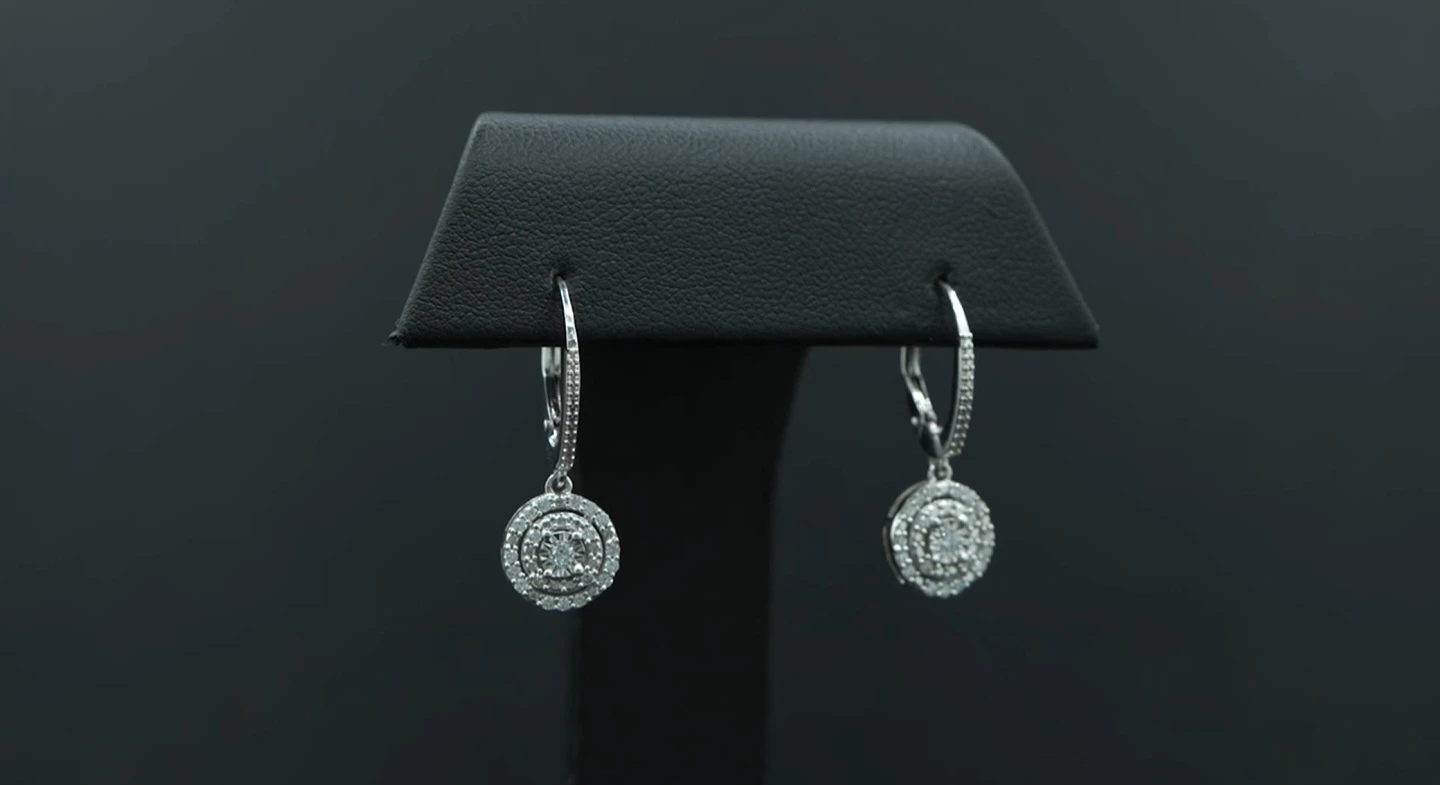 1/4 Ct. Diamond Circle Leverback Drop Earrings