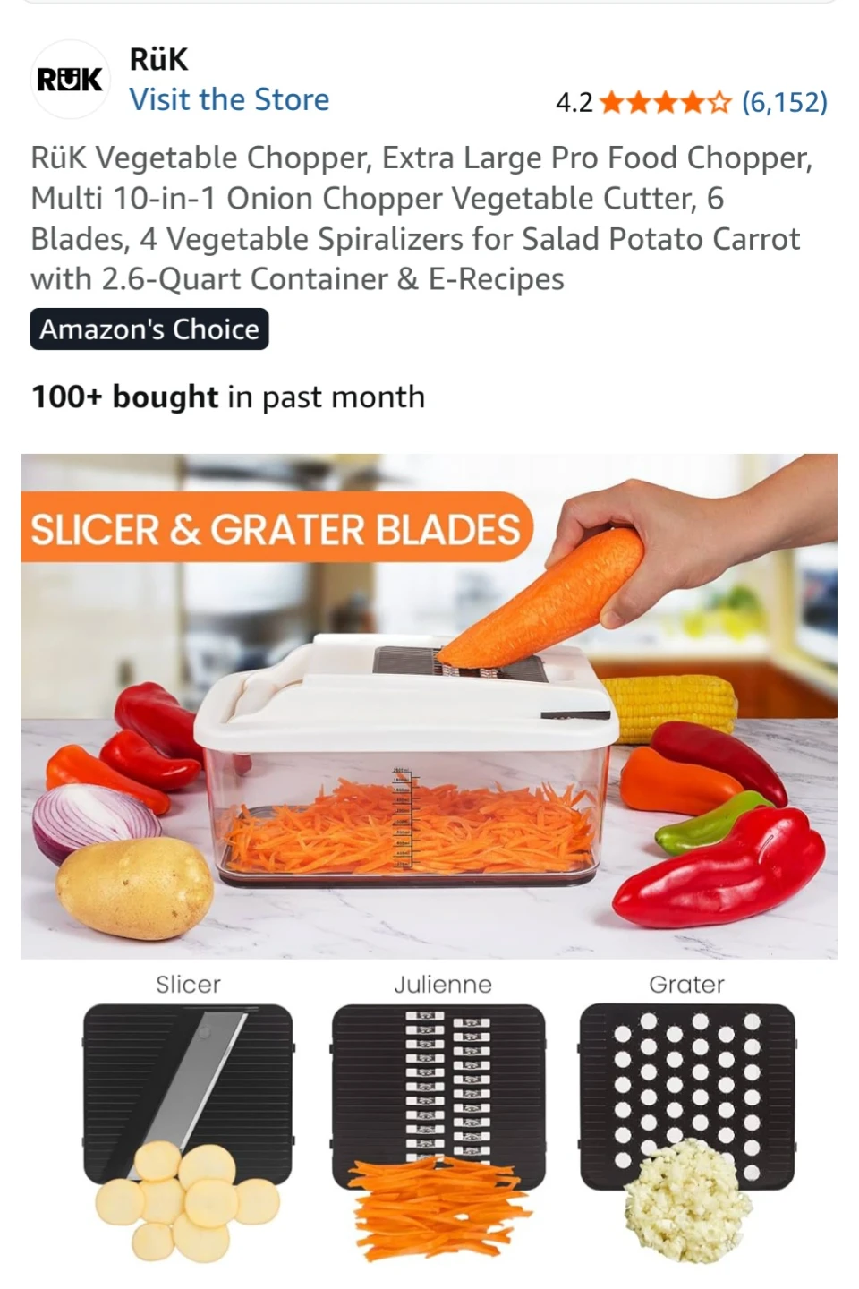 [NEW] RÜK Vegetable Chopper 10-in-1 Extra Large Pro Food Chopper - photo 4