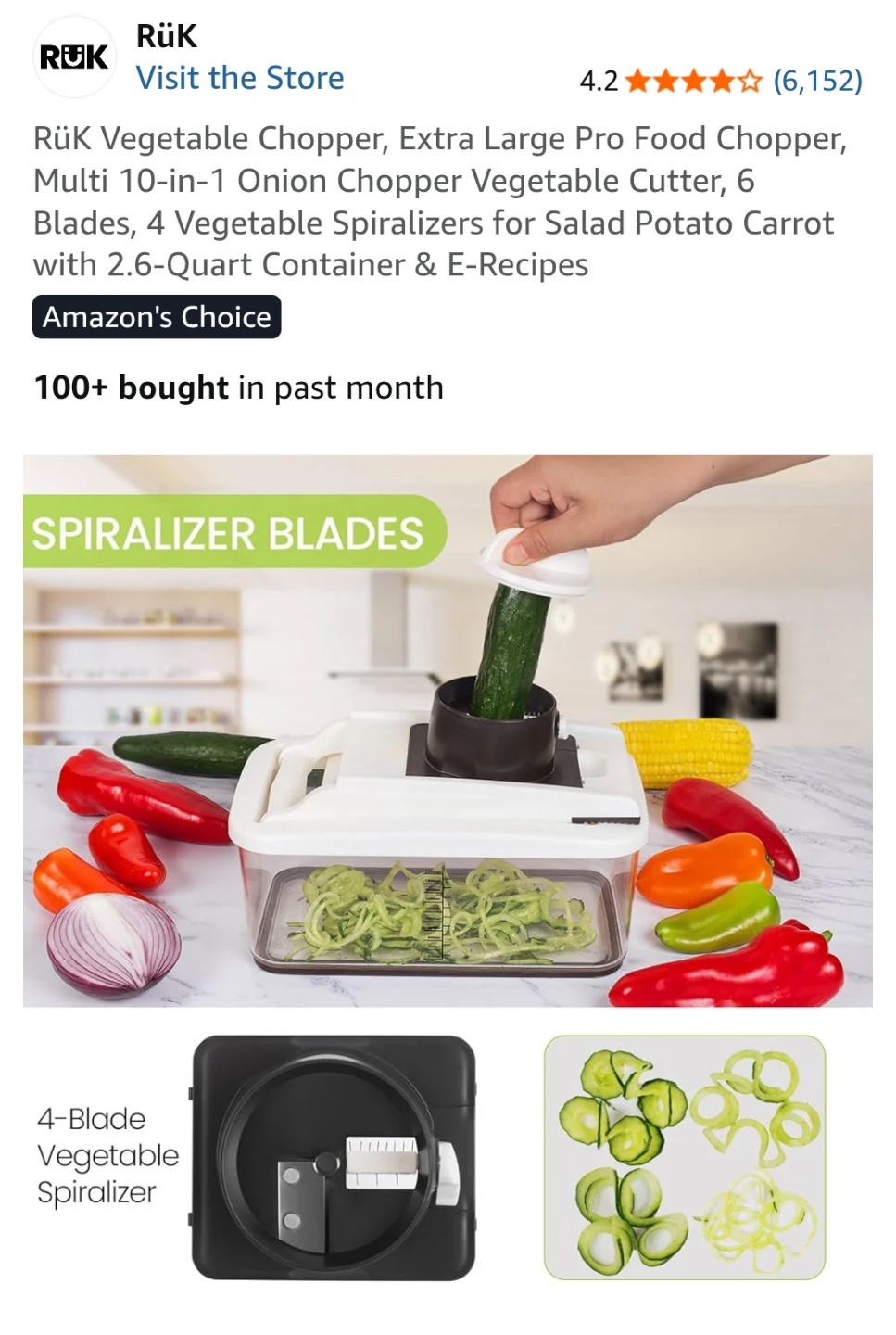 [NEW] RÜK Vegetable Chopper 10-in-1 Extra Large Pro Food Chopper - photo 5