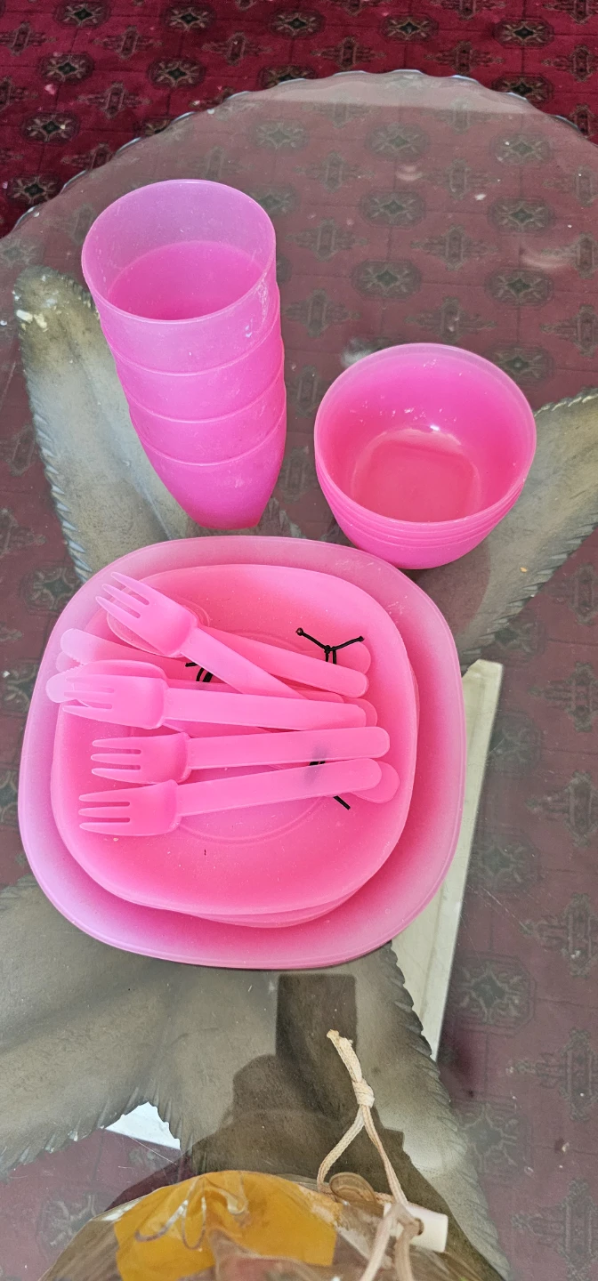 Pink Plastic Kids Dishes Set - photo 2