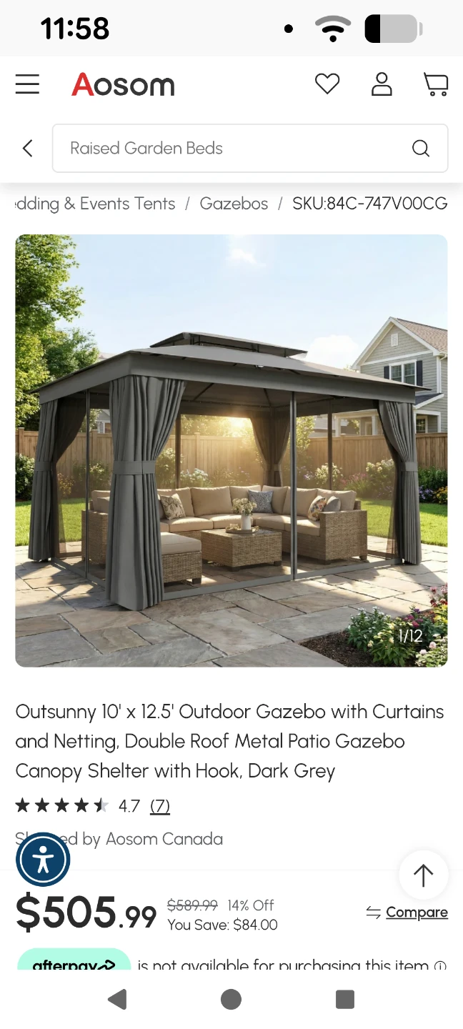 10' x 12.5' Outdoor Gazebo with Curtains and Netting