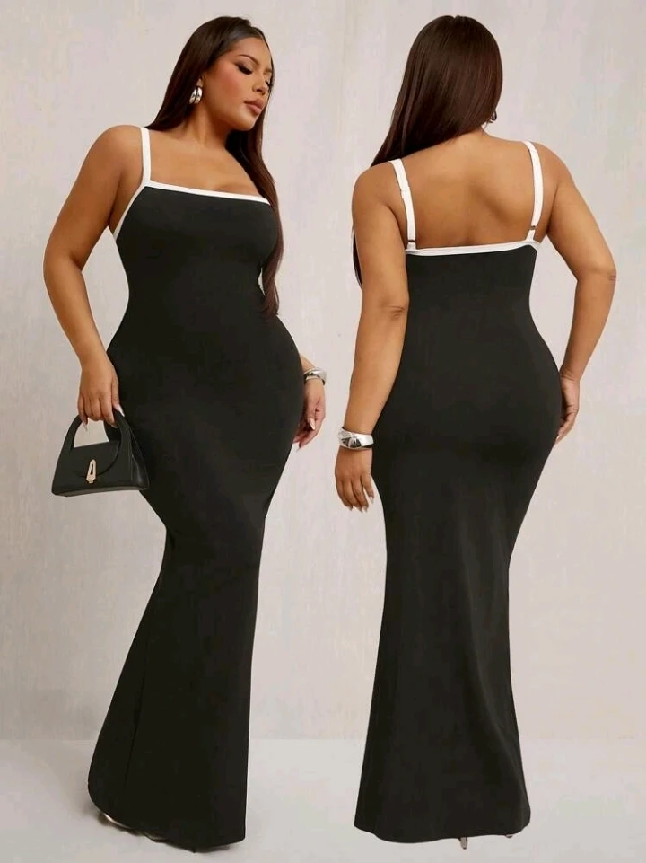 SHEIN SXY Plus Size Contrast Color Bodycon Mermaid Dress