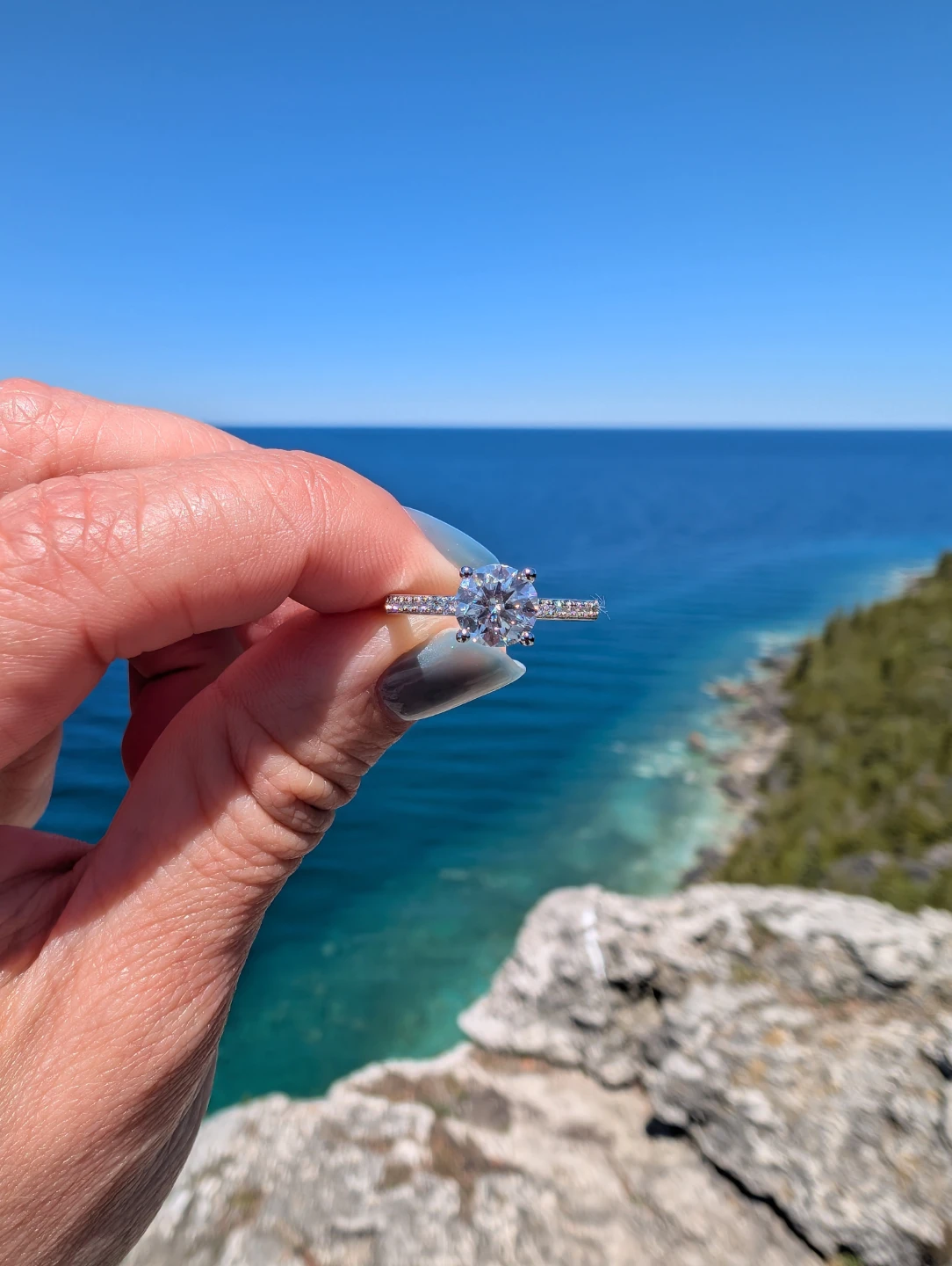 1ct Moissanite Engagement Ring w/ pavé band | multiple sizes