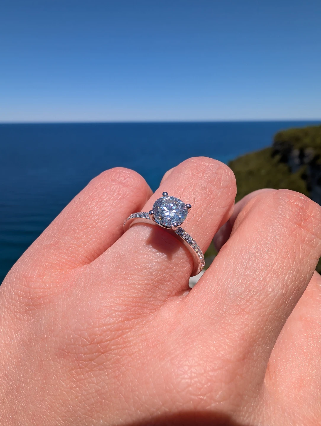 1ct Moissanite Engagement Ring w/ pavé band | multiple sizes - photo 4