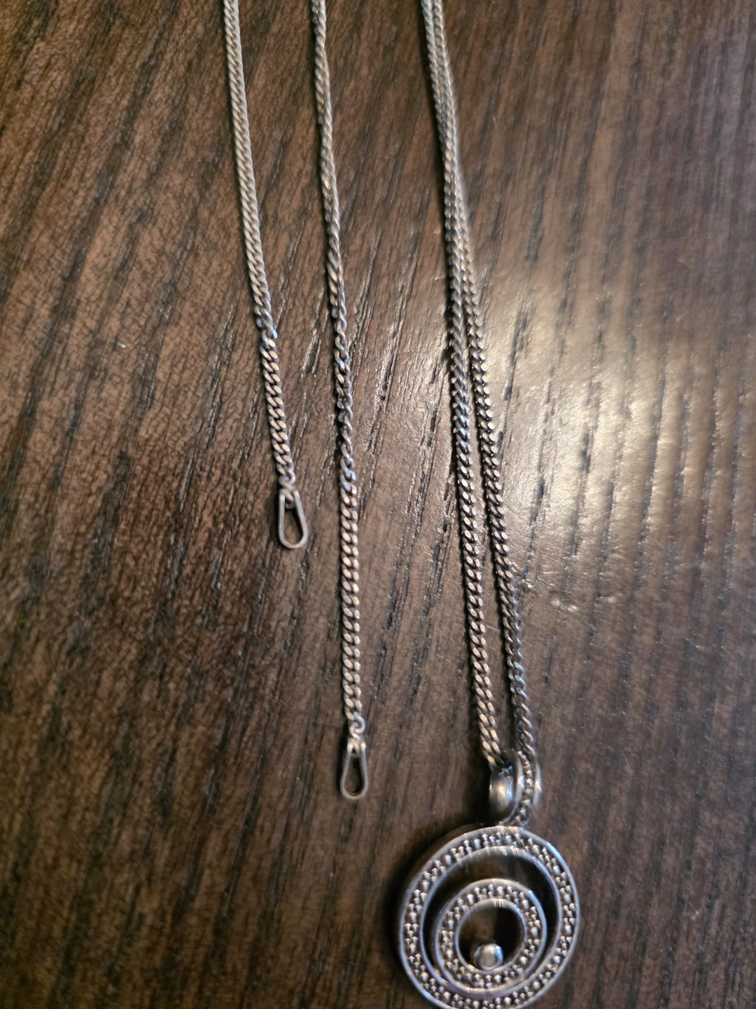 925 Sterling Silver chain with circle pendant 24" 5 grams - photo 4