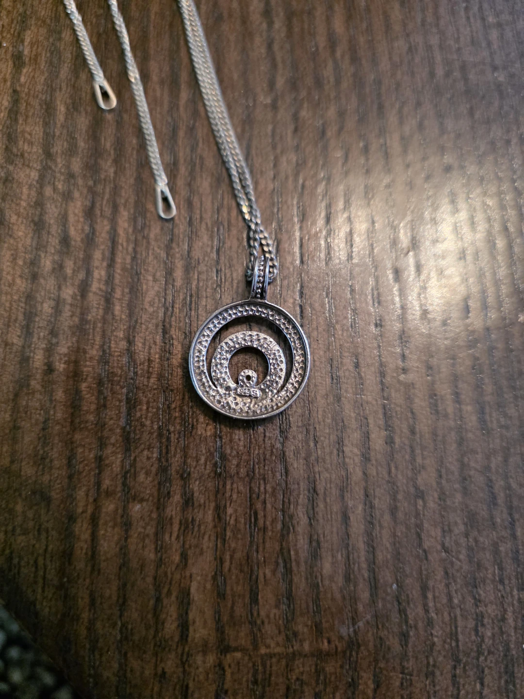 925 Sterling Silver chain with circle pendant 24" 5 grams - photo 5