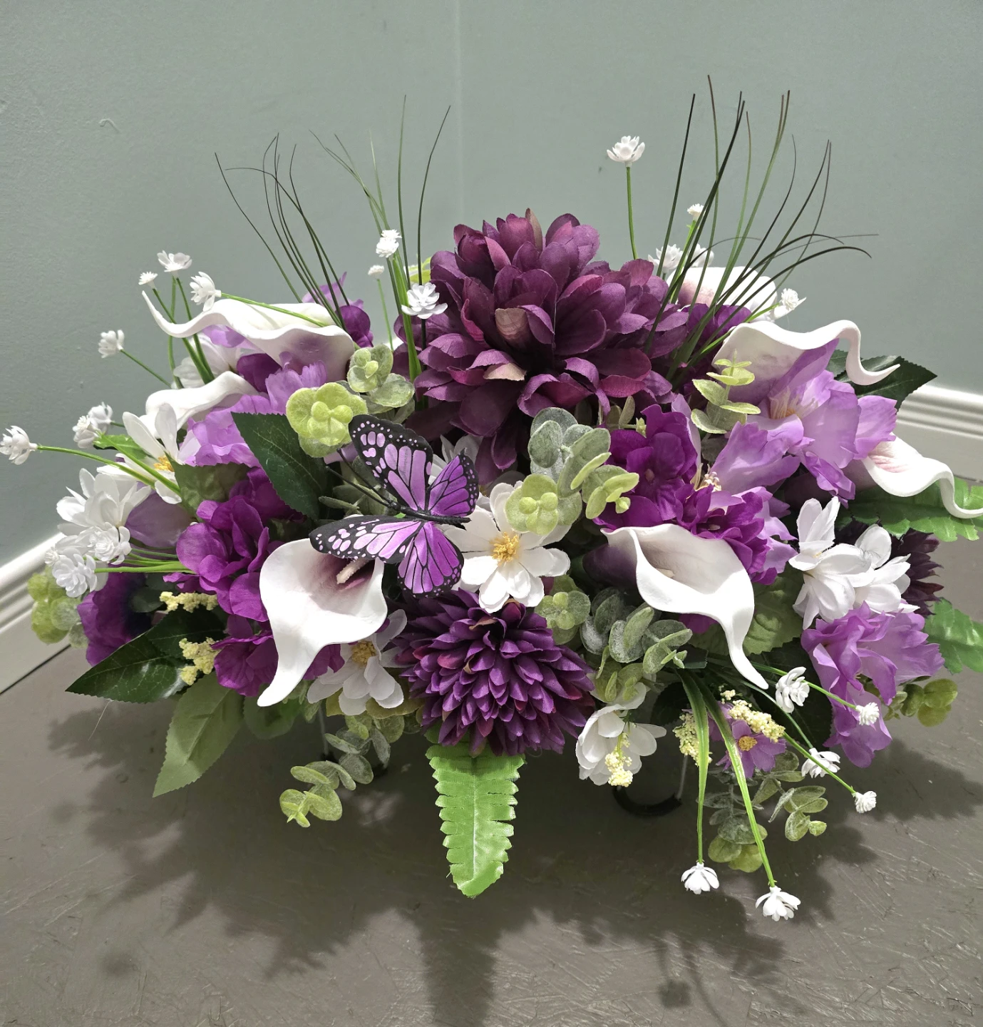 Artificial Floral saddle with Purple Butterfly Accent - photo 2