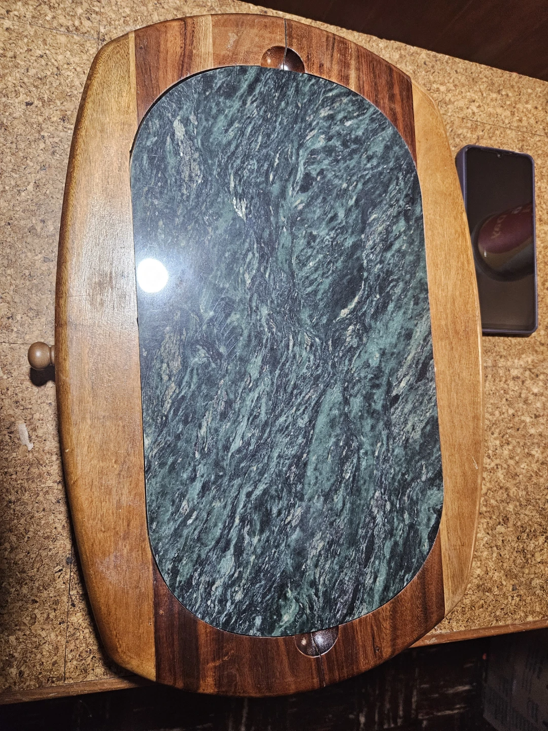 Wooden Lap Desk with Marble Inlay and Drawer - photo 2
