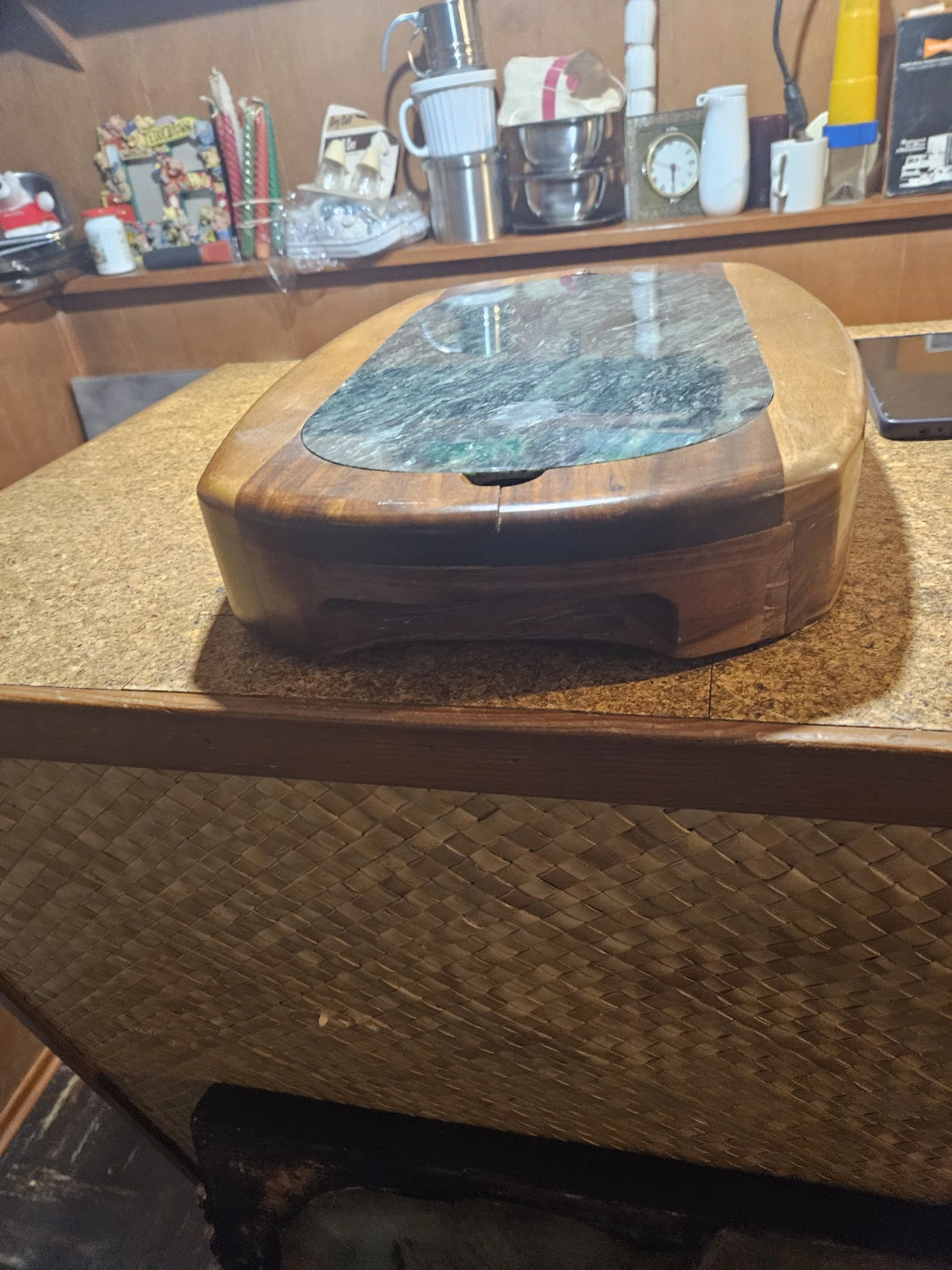 Wooden Lap Desk with Marble Inlay and Drawer - photo 4