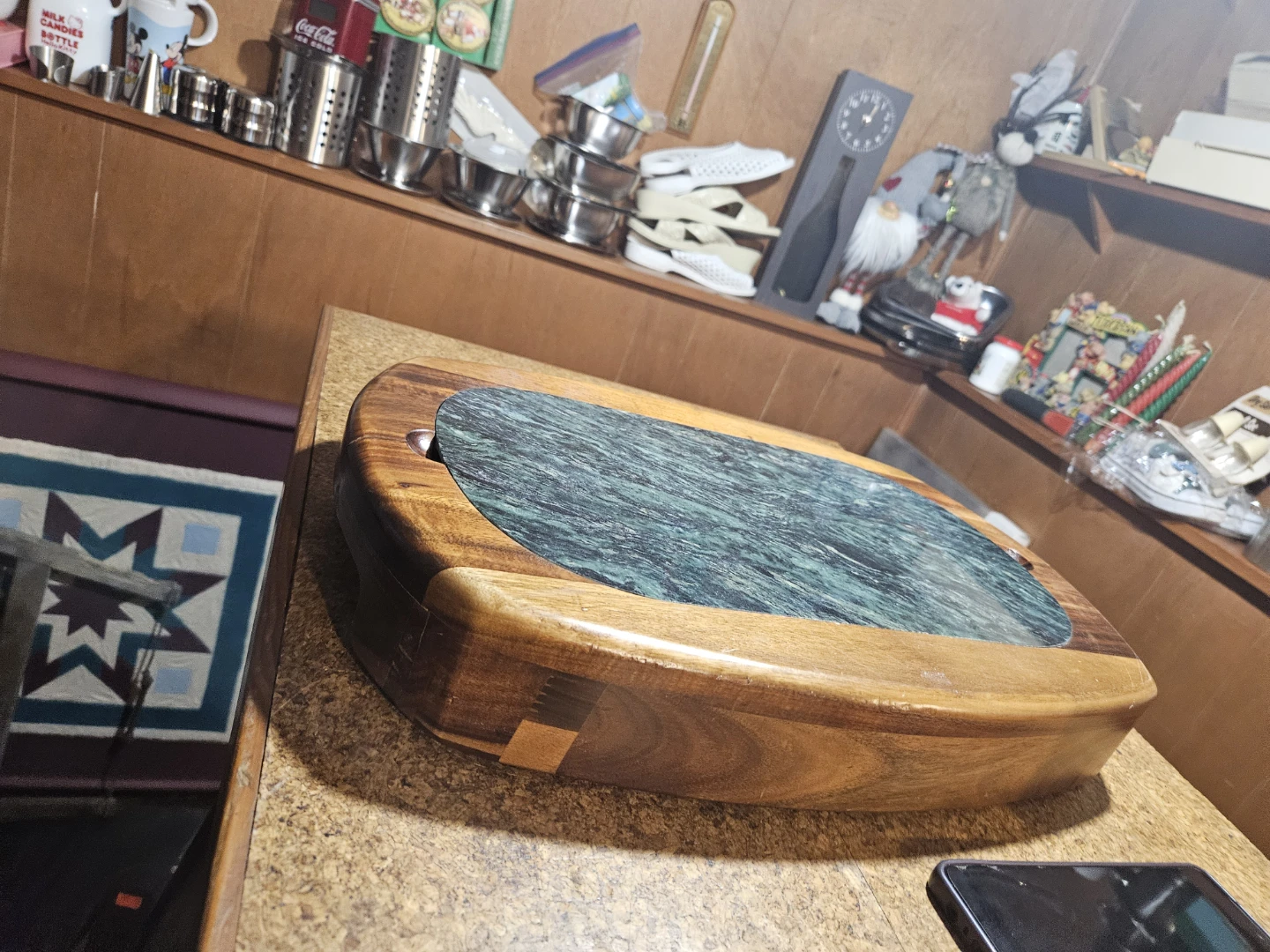 Wooden Lap Desk with Marble Inlay and Drawer - photo 5