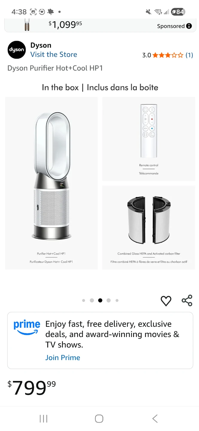 Dyson pure hot and cool air purifier