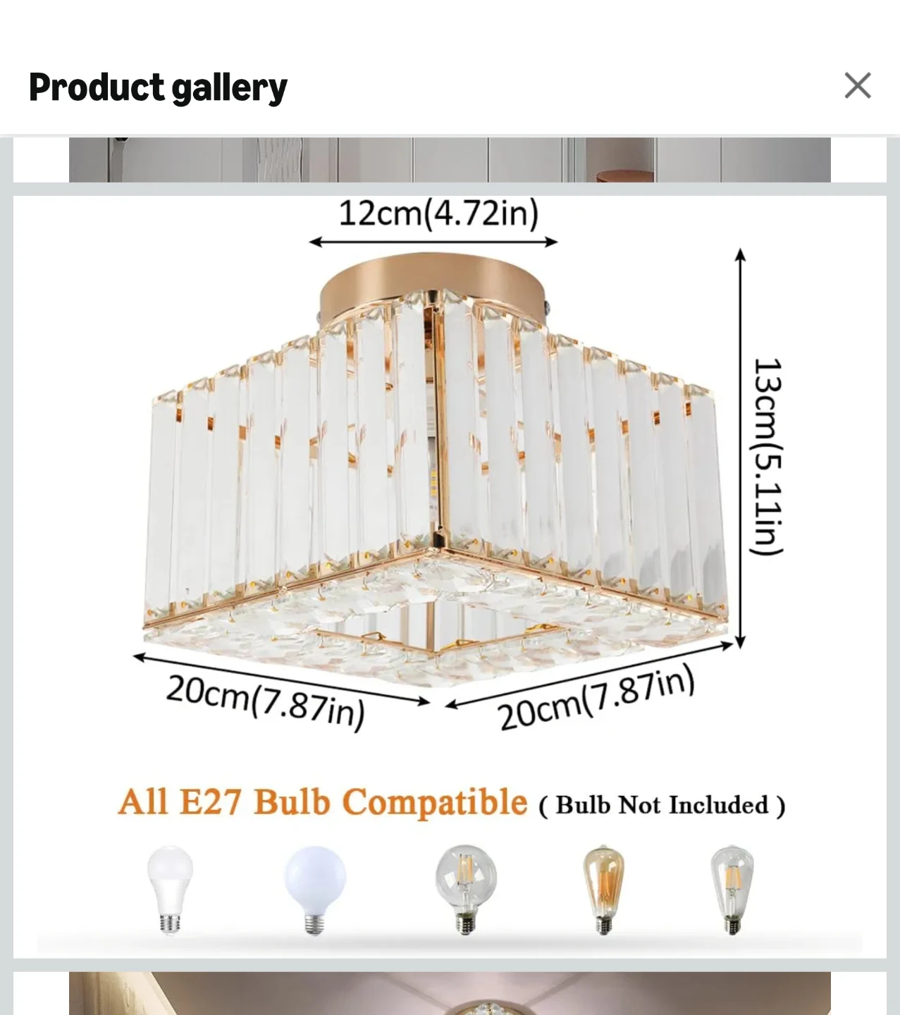 Square Crystal Flush Mount Ceiling Light Fixture - photo 5